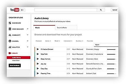 Audio Library — Music for content creators 