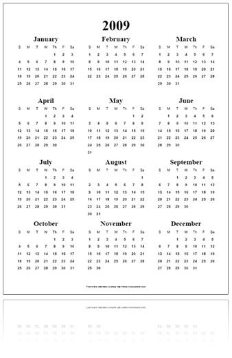 Free Online Calendar PDF - Year on a Page